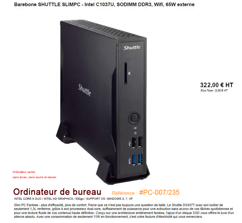 vends petit ordinateur de bureau neuf compact