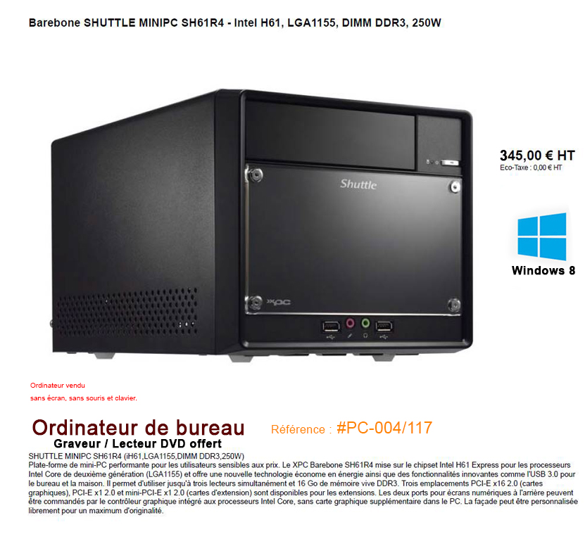 vends petit ordinateur de bureau neuf compact